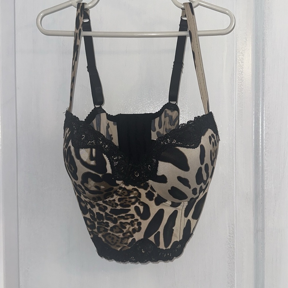 Bebe 2010s leopard bustier corset top